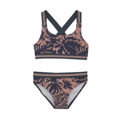Dievčenské plavky COLOR KIDS Bikini W. Contrast Straps, AOP-5077-Coral Blush