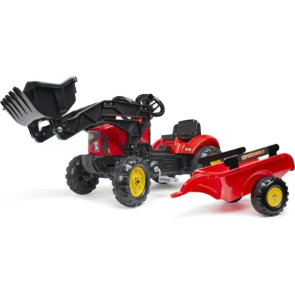 Falk Šlapací traktor 2030M Red Supercharger pedal charger s odpojitelnou vlečkou