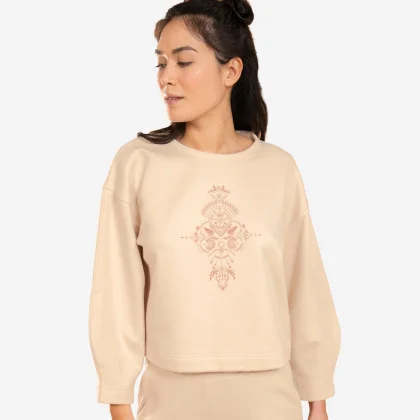 KIMJALY Dámska mikina na jogu béžová M