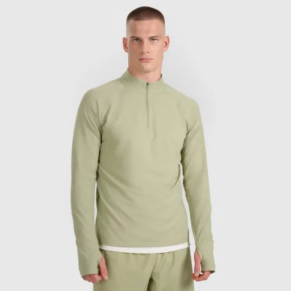 Bežecká mikina regular rýchloschnúca pánska - olivová/khaki