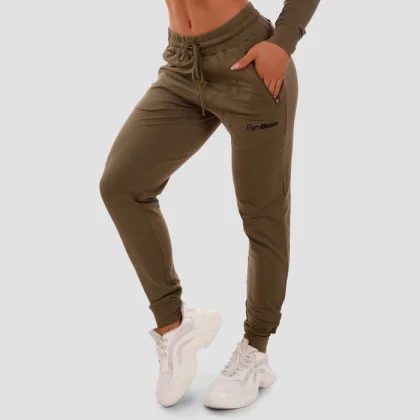 GymBeam Dámske tepláky TRN olive LL