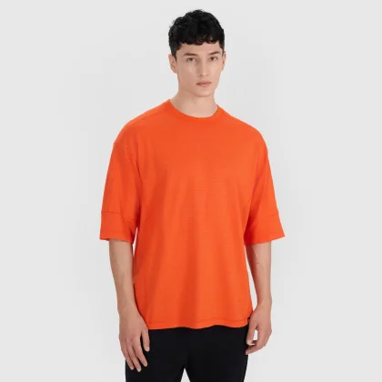 Pánské hladké tričko oversize - oranžové