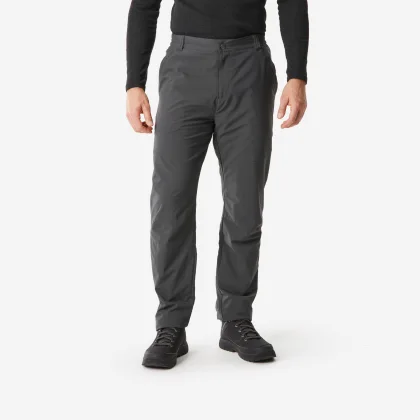 QUECHUA Pánske turistické nohavice NH100 vodoodpudivé -10 °C sivé M (L33)