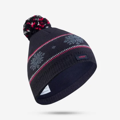WEDZE Detská čiapka so žakárovým motívom snehových vločiek, modrá S (53-56 cm)