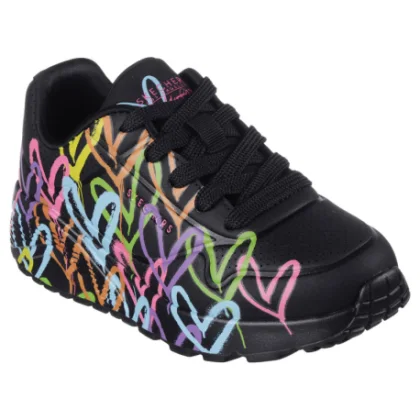 Lány szabadidőcipő SKECHERS Uno Lite X JGoldCrown Lace Up K black multi