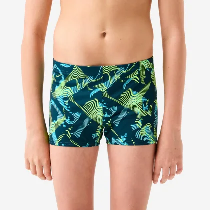 DECATHLON Chlapčenské boxerkové plavky Fiti Vib žlté 12-13 r (151-160 cm)