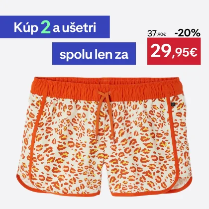 DECATHLON Dámske šortkové plavky na surf Tini Graou leopardí vzor béžové L