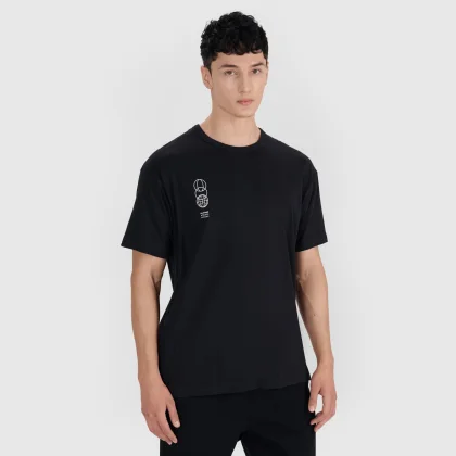 Pánské tričko oversize s potiskem - černé