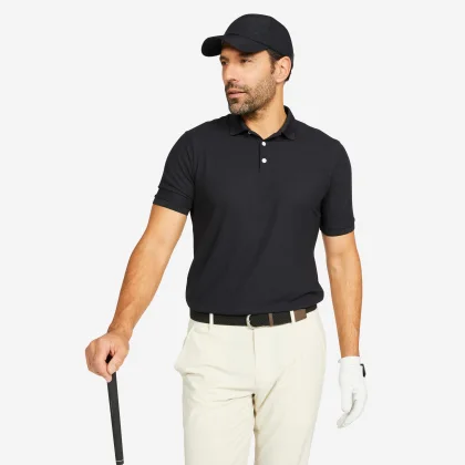 INESIS Pánska golfová polokošeľa s krátkym rukávom WW500 čierna 2XL