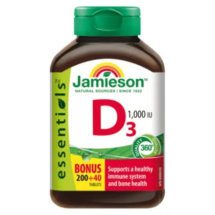 JAMIESON Vitamín D3 1000 IU 200 + 40 tabliet ZADARMO