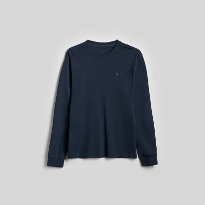 Regular hladký longsleeve pánsky - tmavomodrý