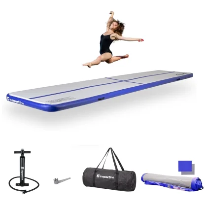 Airtrack inSPORTline Airstunt 500x100x10 cm bielo-modrý s ručnou pumpou