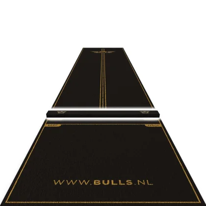 Koberec pred terč Bulls Advantage s odhodovou lištou, 300x85 cm, čierno-zlatý