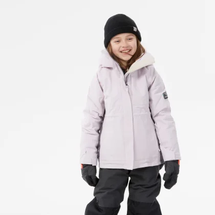 DREAMSCAPE Dievčenská snowboardová bunda SNB 500 dlhá a veľmi odolná ružová 10 rokov