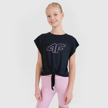 Dívčí tréninkové tričko s krátkým rukávem 4F JUNIOR TSHIRT FNK F1184-20S-DEEP BLACK