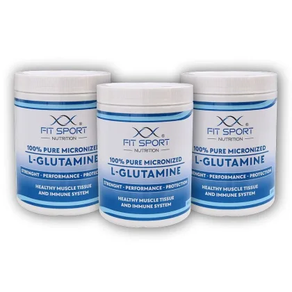 FitSport Nutrition 3x 100% Pure Micronized L-Glutamine 550g