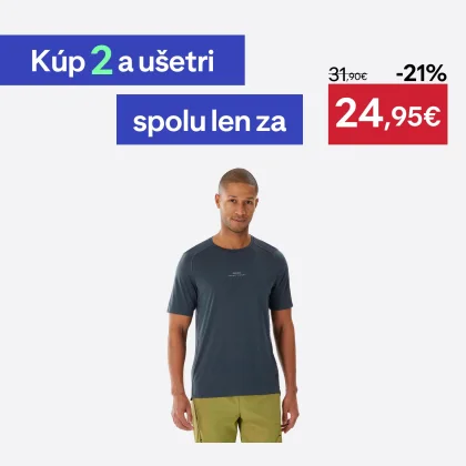 QUECHUA Pánske tričko MH500 na horskú turistiku krátky rukáv sivé 3XL
