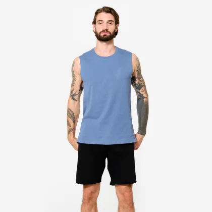 DOMYOS Pánske fitness elastické tielko modré S