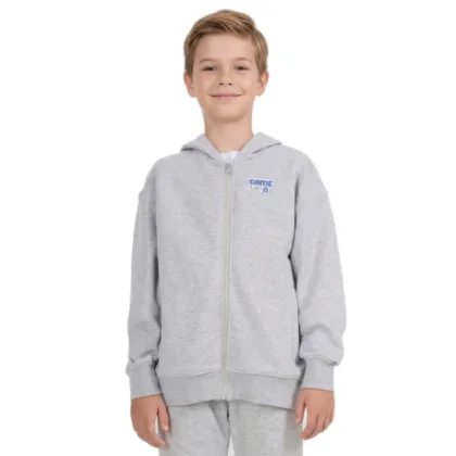 Chlapčenská mikina so zipsom 4F JUNIOR SWEATSHIRT M2326-25M-GREY MELANGE