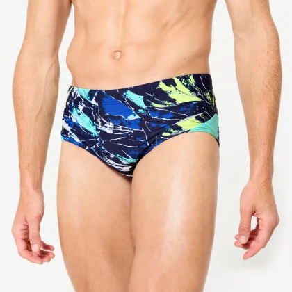 DECATHLON Pánske slipové plavky 900 Motu modro-zelené 2XL