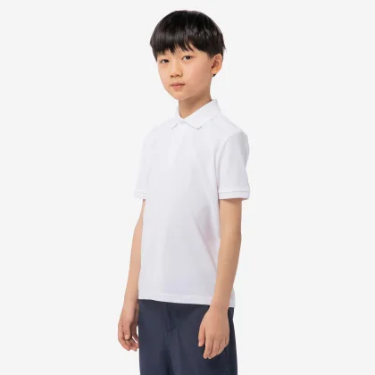 INESIS Detská golfová polokošeľa do mierneho počasia biela 14-15 r (161-172 cm)