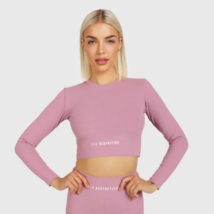 Dámsky Crop Top Iron Aesthetics Rib, dusty ružový