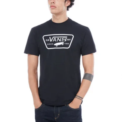 Férfi rövid ujjú póló VANS MN FULL PATCH-BLACK-WHITE