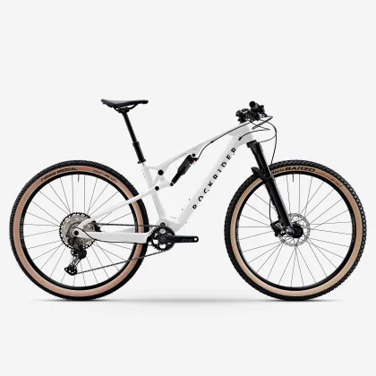 ROCKRIDER Horský bicykel XC RACE 900 S karbónový rám biely XL (185-200 cm)