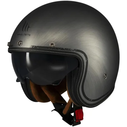 MT Helmets Otevřená helma Le Mans 2 SV Scratched Chrome matná šedá