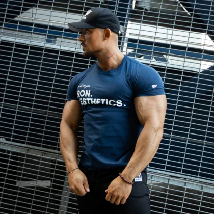Pánske fitness tričko Iron Aesthetics Be Stronger, modré
