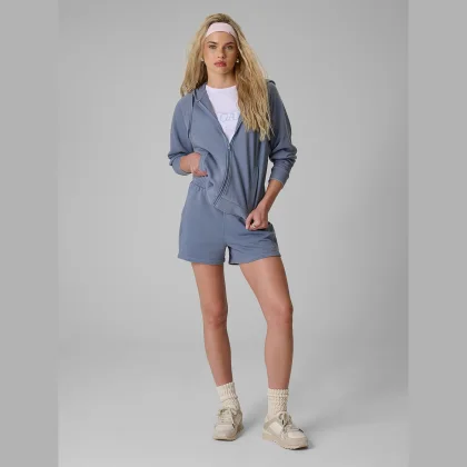 Dámska relaxed tepláková mikina s kapucňou - denim