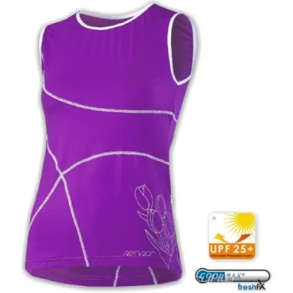Dámské běžecké tílko SENSOR Dres Tulip dámský bez rukávu fialová bílá 12