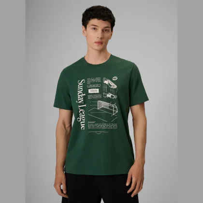 T-shirt regular s potlačou pánsky - zelený