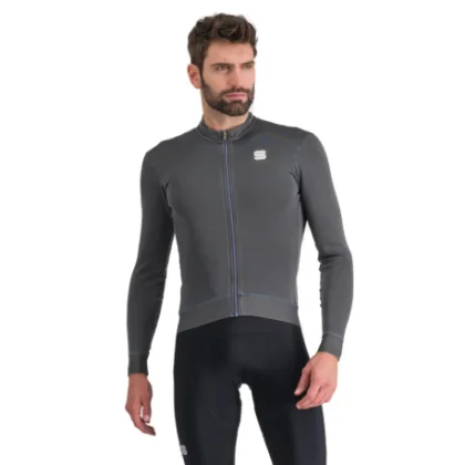 Pánsky cyklistický dres s dlhým rukávom SPORTFUL Monocrom thermal jersey, anthracite