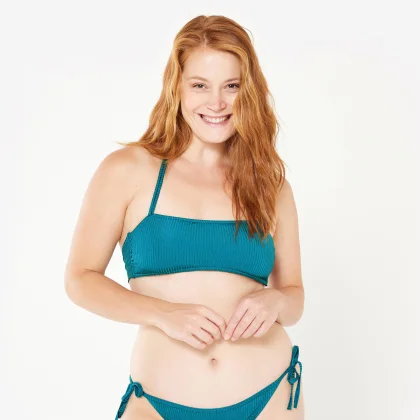 DECATHLON Bandážový vrchný diel plaviek Laura Folk modrý 70B