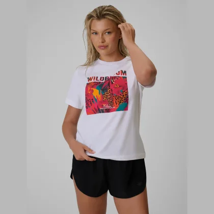 T-shirt regular s potlačou dámsky - biely