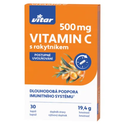 VITAR Vitamín C 500 mg s rakytníkom s postupným uvoľňovaním 30 kapsúl