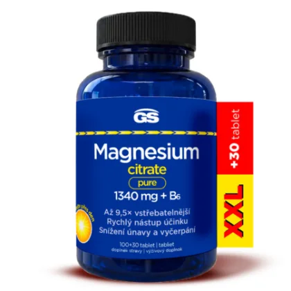 GS Magnesium citrate pure 1340 mg + B6 XXL 100 + 30 tabliet