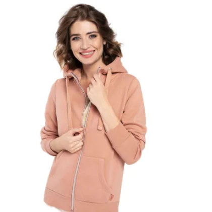 Dámska zateplená mikina so zipsom VOLCANO B-DAFNE-101-BEIGE
