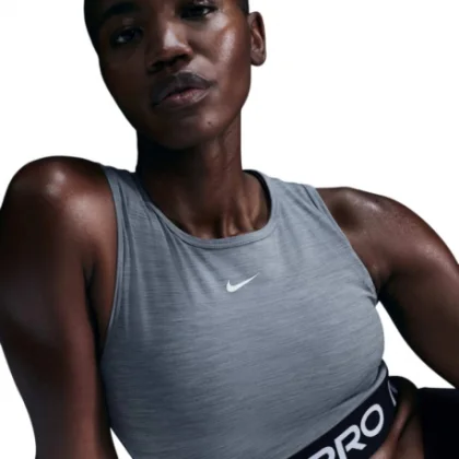 Dámské tréninkové tričko bez rukávů NIKE PRO DF CROP TANK SMOKE GREY HTR WHITE