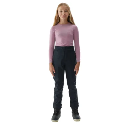 Dievčenské lyžiarske softshellové nohavice 4F JUNIOR TROUSERS FNK-JAW23TFTRF355-21S-BLACK