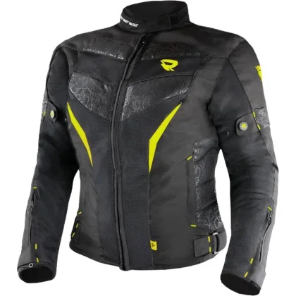 Street Racer Dámská bunda na motorku Rose Air černo-fluo žlutá
