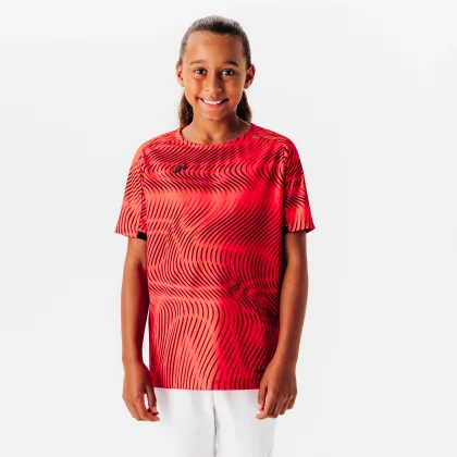 KIPSTA Detský futbalový dres Wavy Club červeno-čierny 8-9 r (131-140 cm)