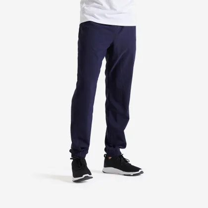 DOMYOS Pánske priedušné fitness tepláky tmavomodré 3XL (W44 L34)