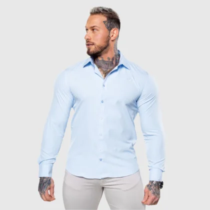Strečová košeľa Iron Aesthetics Slim Stretch, svetlomodrá