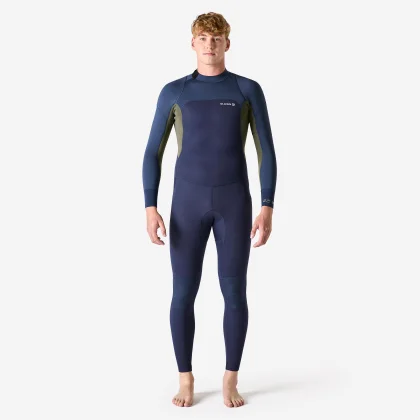 OLAIAN Pánska kombinéza na surf 500 neoprén 3/2 mm modrá-kaki S