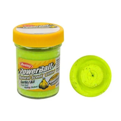BERKLEY PowerBait Natural Scent Glitter Trout Bait, Garlic SS Yellow