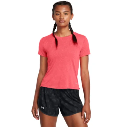 Dámské tréninkové tričko s krátkým rukávem UNDER ARMOUR UA Launch Camo Shortsleeve-RED