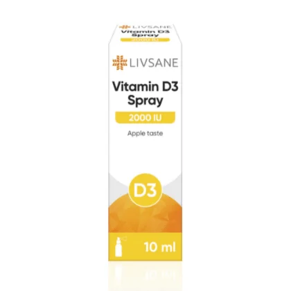LIVSANE Vitamín D3 2000 IU sprej s príchuťou jablka 10 ml