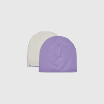 Dětská oboustranná beanie čepice - fialová